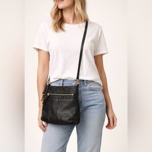 Fossil Fiona Black Leather Crossbody Bag